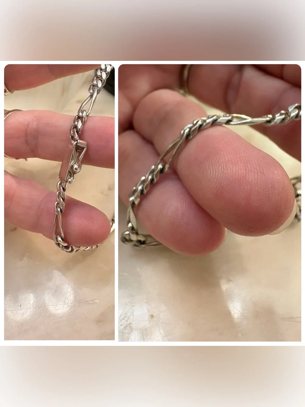 925 Sterling Silver Vintage Mexico Signed Figaro Link Bracelet 8.75 A+ Unisex